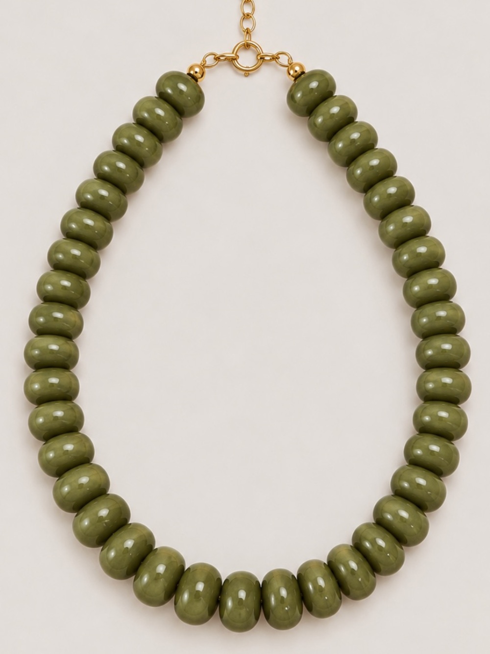 New! Olive Green Beaded Statement Necklace NWOT